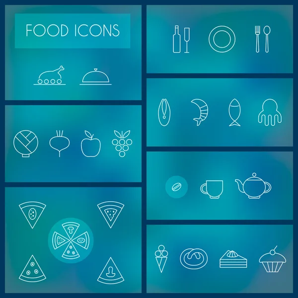 Set von Food Thin Line Icons für Web und Mobiltelefone. — Stockvektor