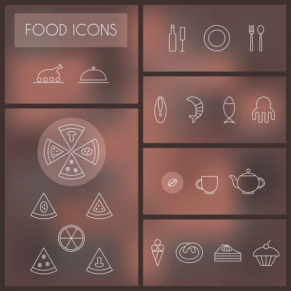 Set von Food Thin Line Icons für Web und Mobiltelefone. — Stockvektor