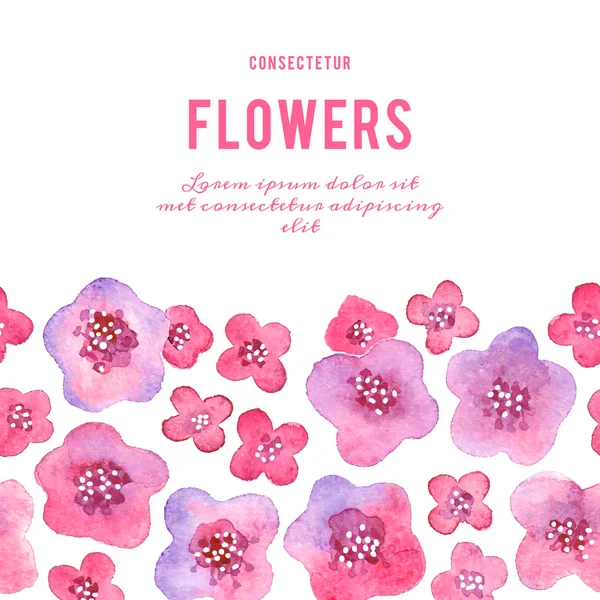 Φόντο με λουλούδια. Ακουαρέλα βιολέτες. — Διανυσματικό Αρχείο
