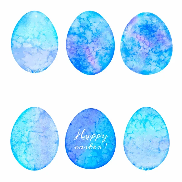 Set of watercolor eggs. Easter design elements. — Stock Vector