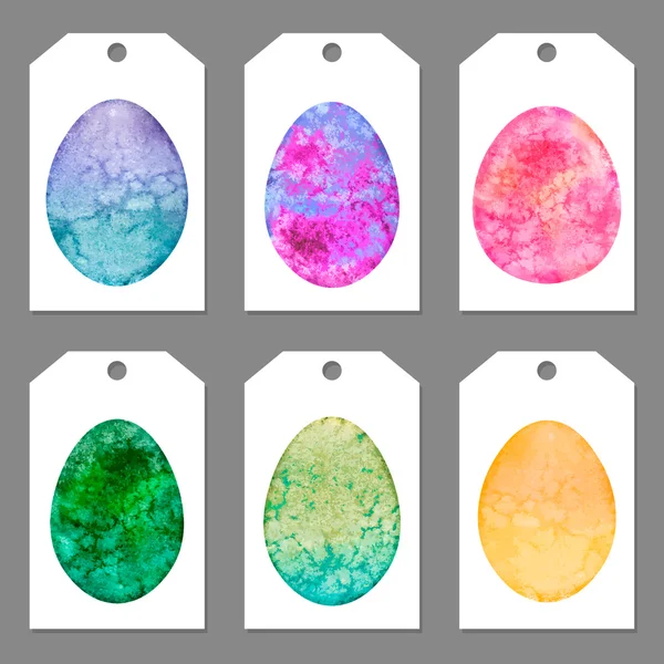 Ensemble de tags pour Pâques. Silhouettes aquarelle oeufs . — Image vectorielle