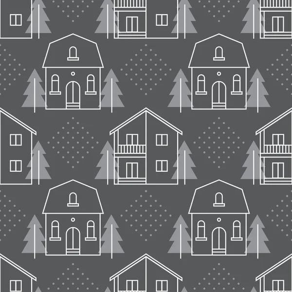 Seamless pattern with country houses. — Stock Vector