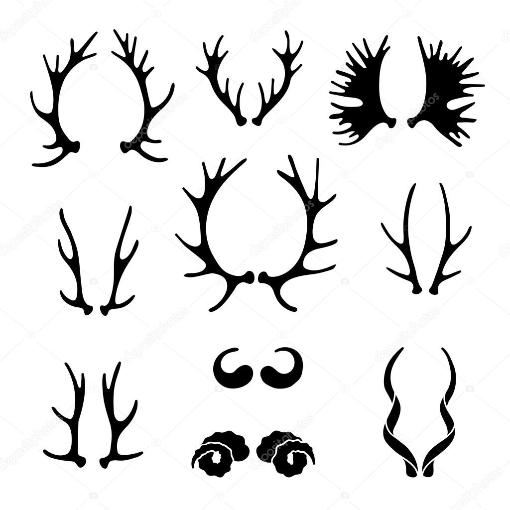 Set horns silhouettes for design