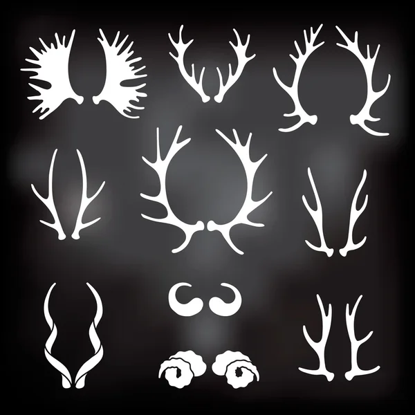 Set horns silhouettes for design — Stock Vector