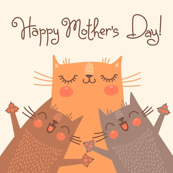 Sweet card for Mothers Day with cats. — Stock Vector