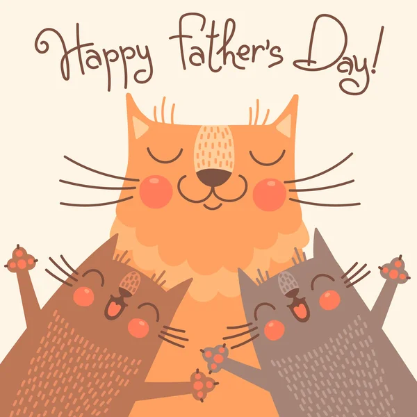 Tarjeta dulce para el Día de los Padres con gatos . — Vector de stock