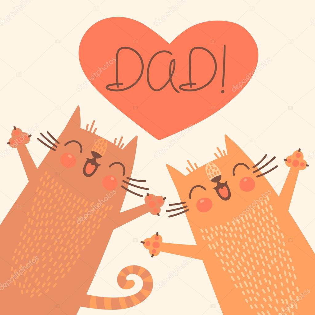 Sweet card for Fathers Day with cats.