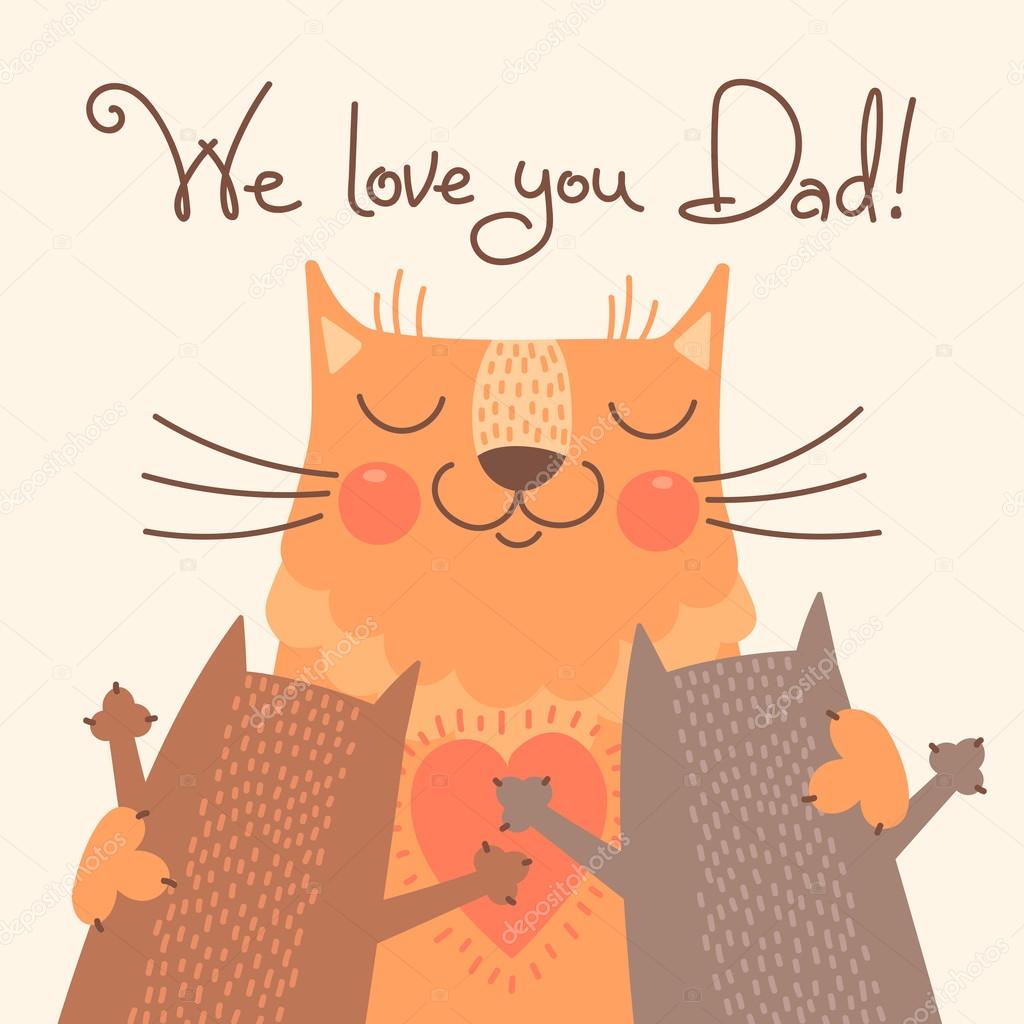 Sweet card for Fathers Day with cats.