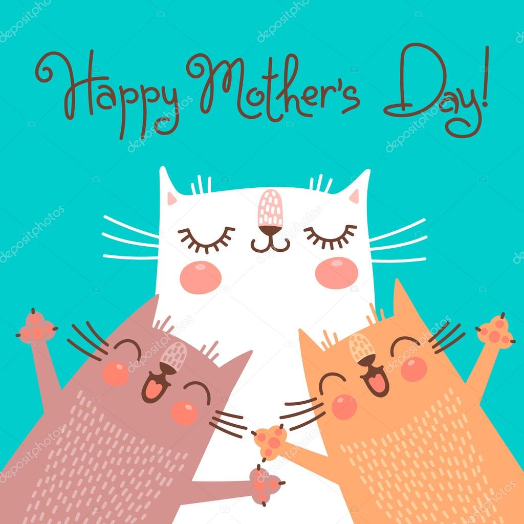 Sweet card for Mothers Day with cats.