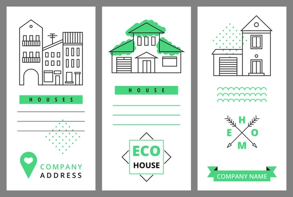 Plantillas tarjeta de visita con casas . — Vector de stock