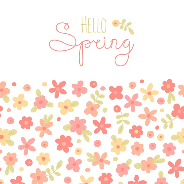 Sizon card Hello Spring with cute flowers. — Stock Vector