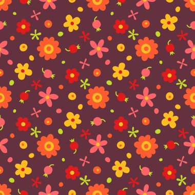 Küçük çiçek ve meyveleri ile Seamless Modeli.