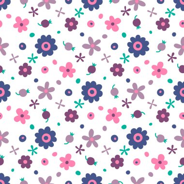 Küçük çiçek ve meyveleri ile Seamless Modeli.