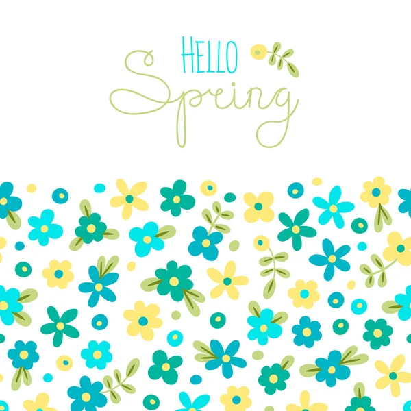 Sizon card Hello Spring with cute flowers. — Stock Vector