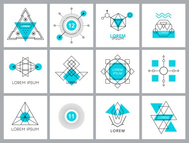 Futuristik geometrik Hipster öğeleri ve logolar.