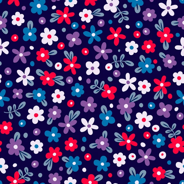Seamless pattern with cute flowers. — Stock Vector