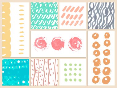 Açıkları ve karalamalar ile yaratıcı kart dizisini.