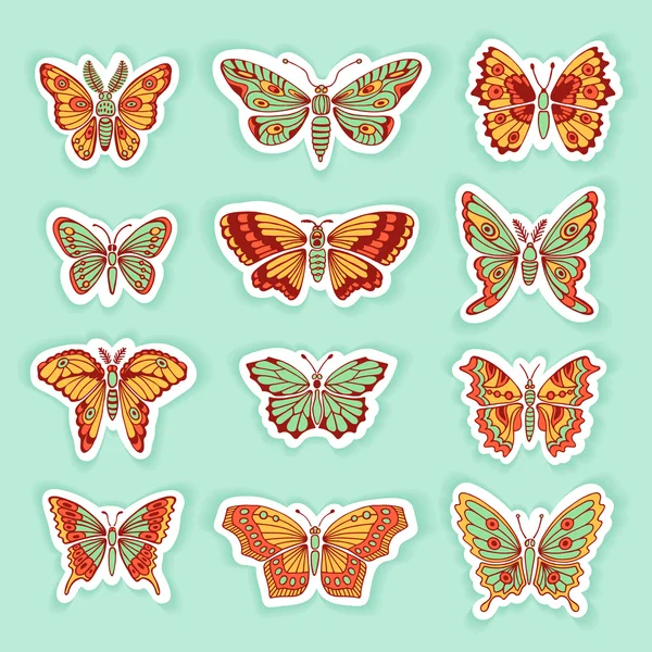 Conjunto de Siluetas Aisladas Decorativas de Mariposas en Vector — Vector de stock