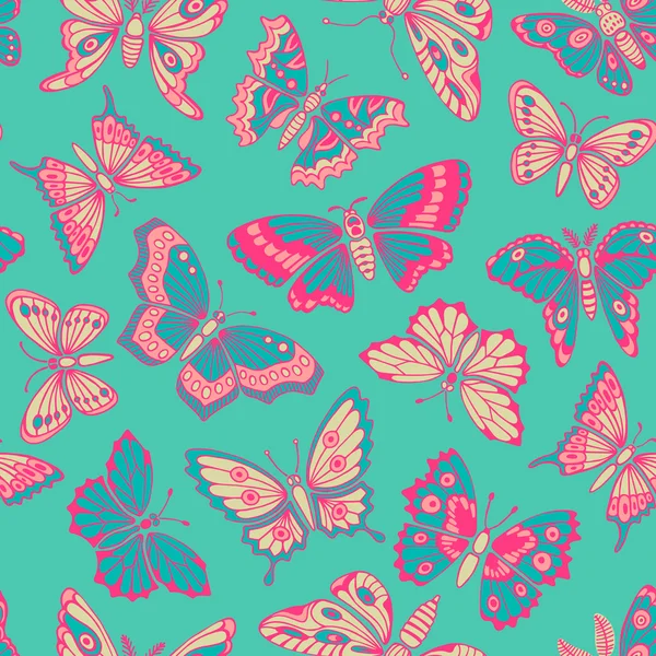 Seamless pattern with decorative butterflies. — Stock Vector