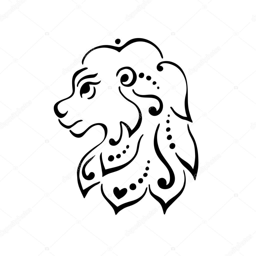 Lion head tattoo or logo. Vector illustration
