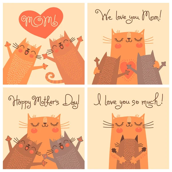 Tatlı kartlarla kediler anneler günü için.