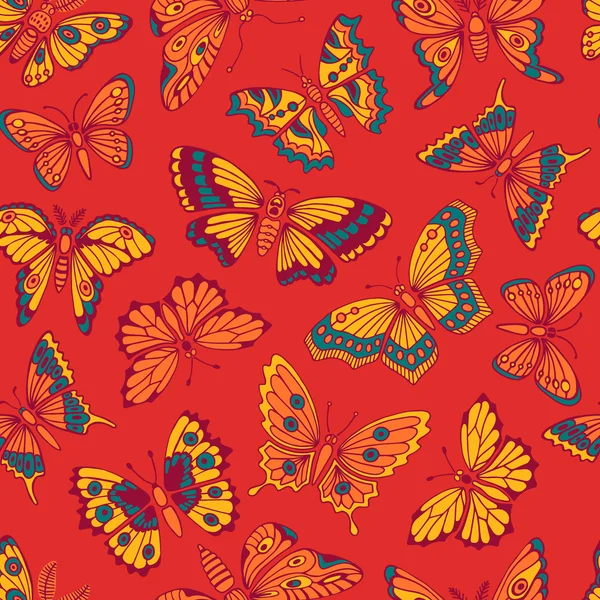 Seamless pattern with decorative butterflies. — Stock Vector