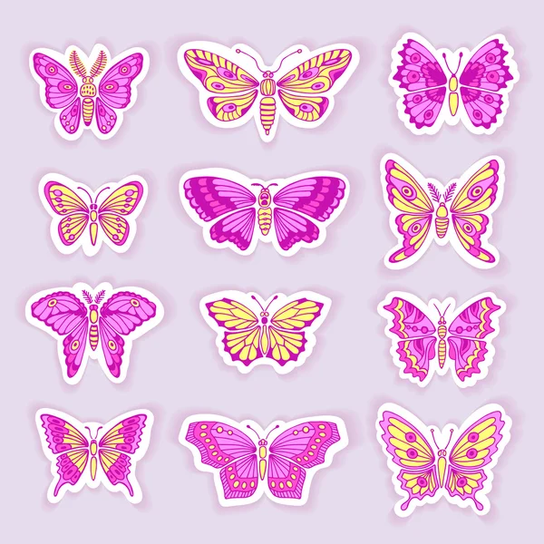 Conjunto de Siluetas Aisladas Decorativas de Mariposas en Vector — Vector de stock