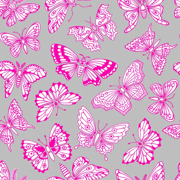 Seamless pattern with decorative butterflies. — Stock Vector