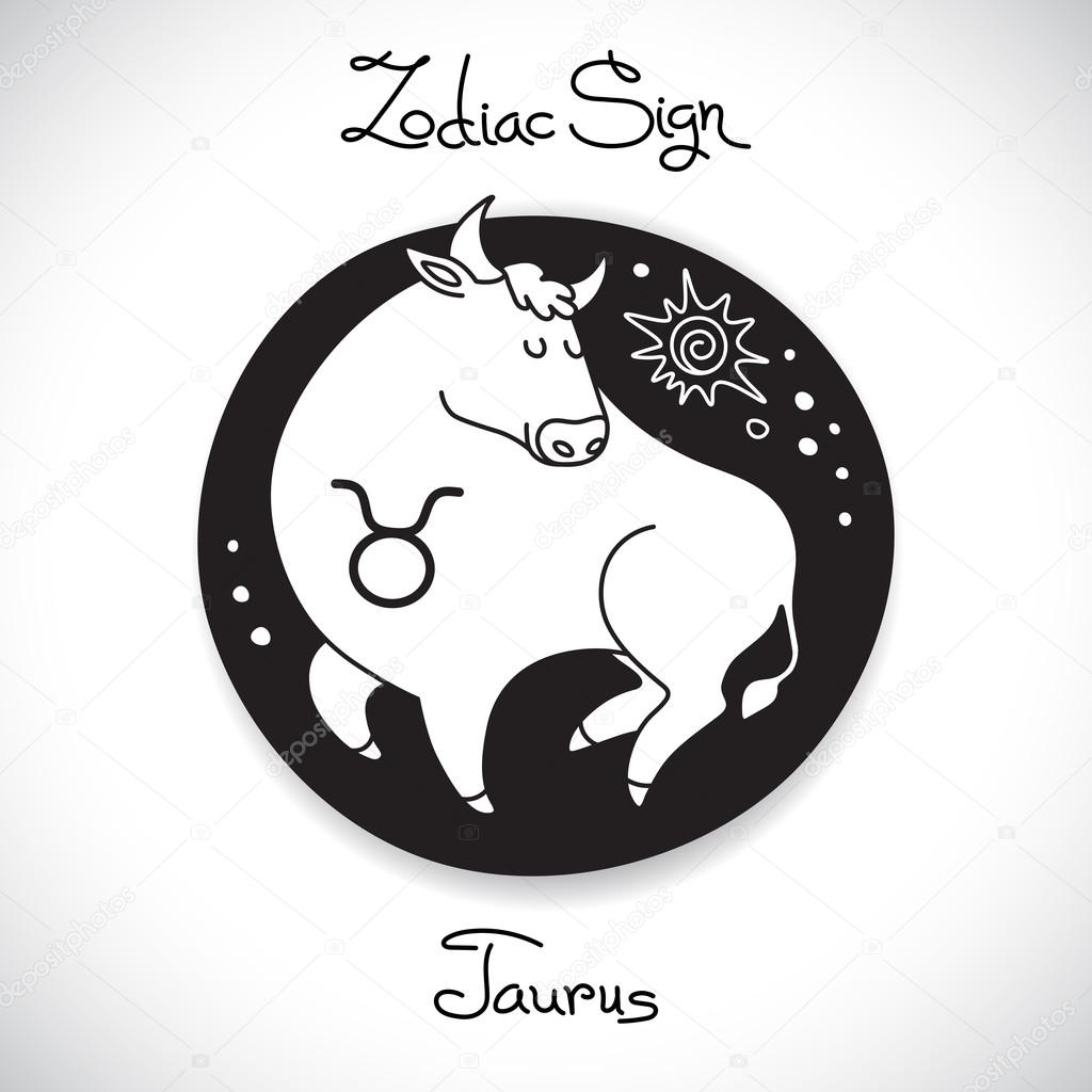 Taurus zodiac sign of horoscope circle emblem in cartoon style.