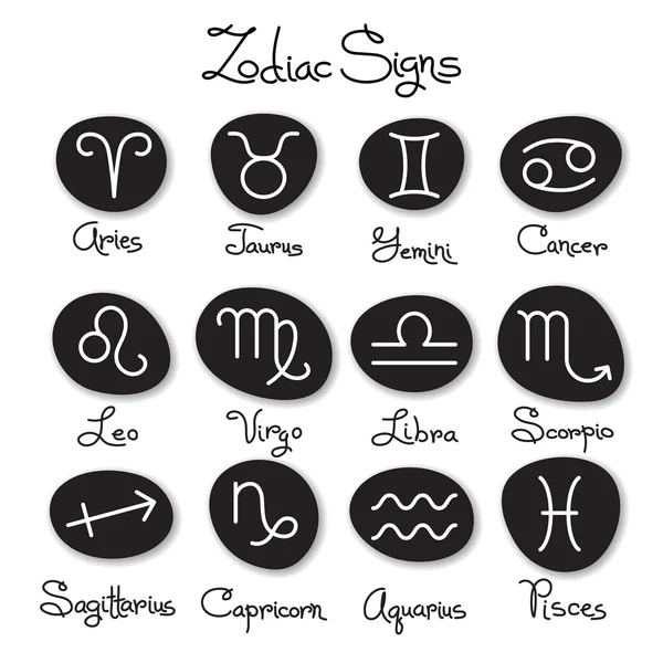 Conjunto de signos zodiacales simples con leyendas — Archivo Imágenes Vectoriales