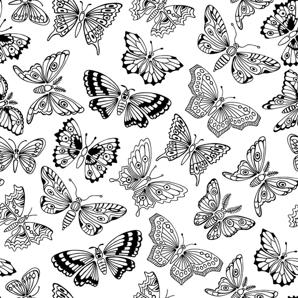 Seamless pattern with decorative butterflies. — Stock Vector