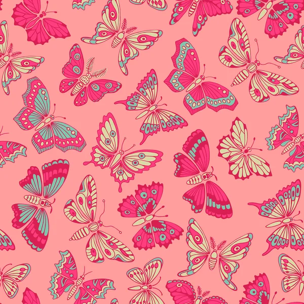 Seamless pattern with decorative butterflies. — Stock Vector