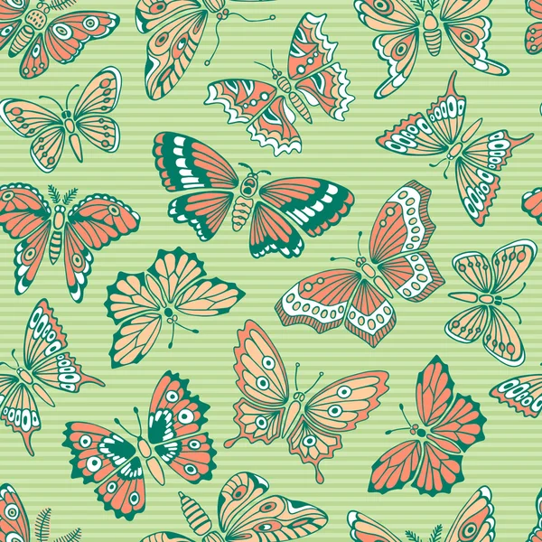 Seamless pattern with decorative butterflies. — Stock Vector