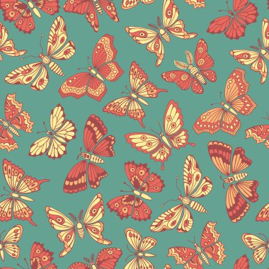Dekoratif kelebek ile Seamless Modeli.