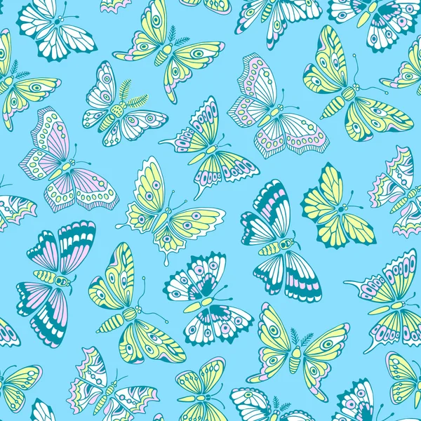 Patrón sin costuras con mariposas decorativas . — Vector de stock