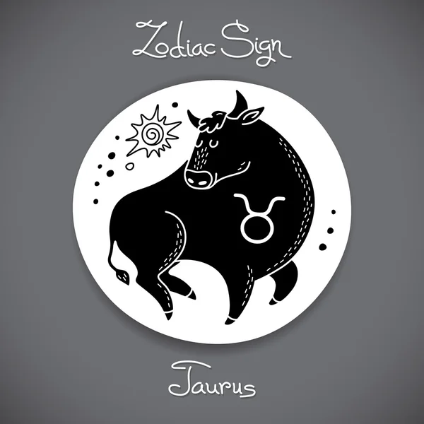 Signo del zodíaco de Tauro del emblema del círculo del horóscopo en estilo de dibujos animados . — Vector de stock