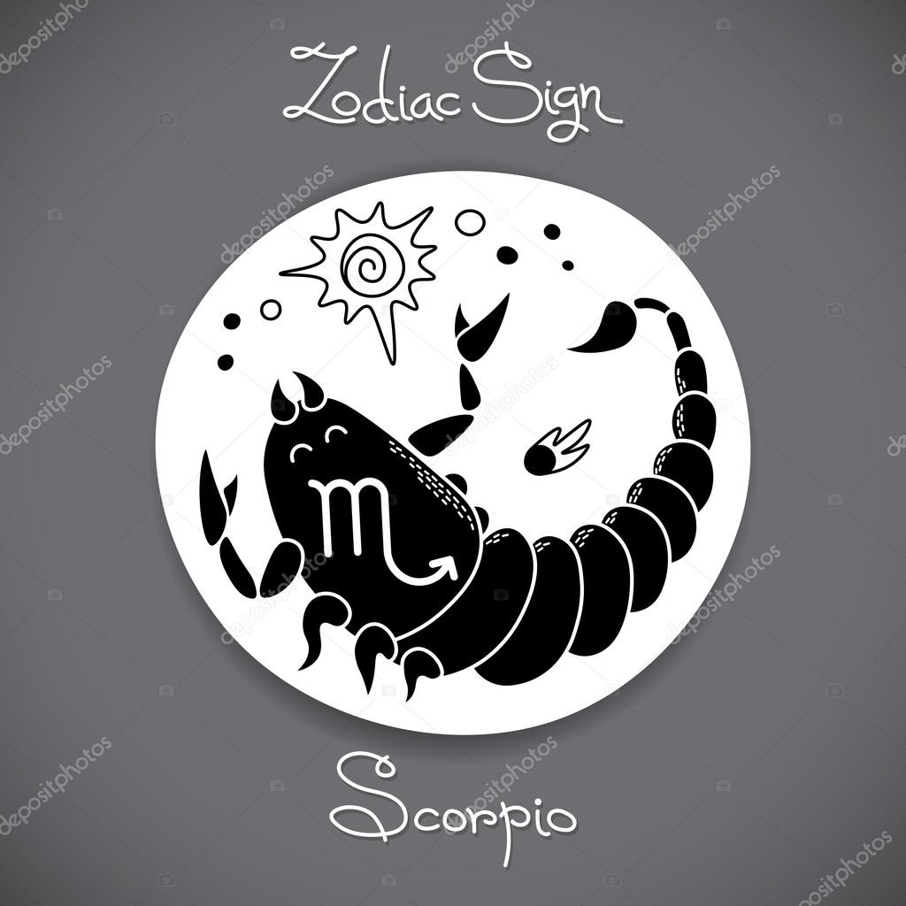 Scorpio zodiac sign of horoscope circle emblem in cartoon style.