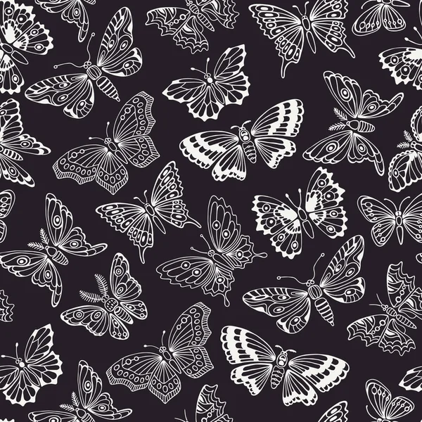 Modèle sans couture avec des papillons décoratifs . — Image vectorielle