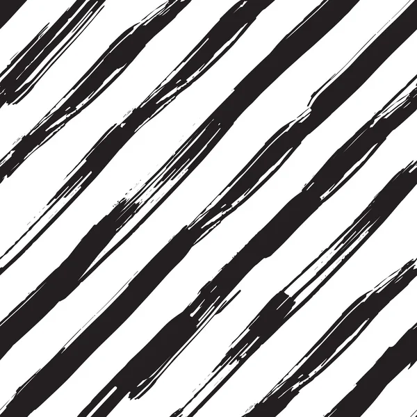 Vector seamless pattern with black brush diagonal strokes. Monochrome hand drawn texture. — Stock Vector