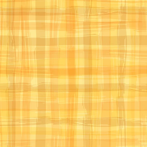 Vector seamless pattern with square hand drawn texture. Yellow checkered tablecloth — Stock vektor