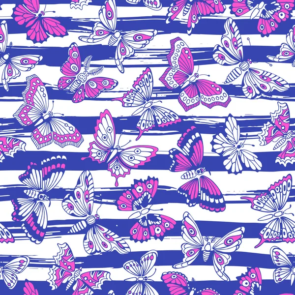 Patrón sin costuras con mariposas decorativas . — Vector de stock