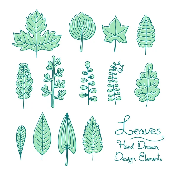 Vector set of leaves in cartoon style — Stock Vector