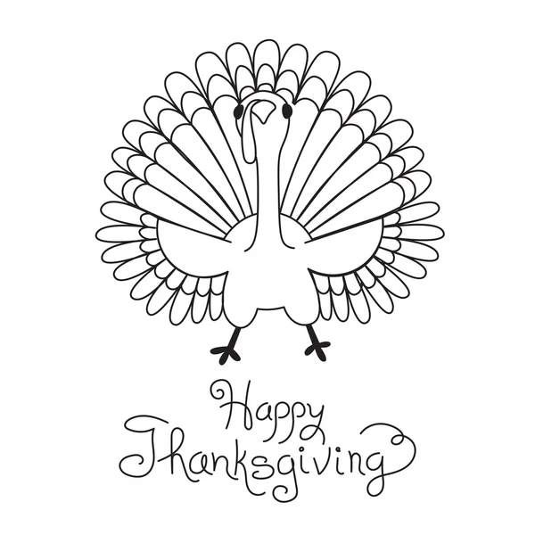 Doodle Thanksgiving Turkey Freehand Vector Drawing Isolated — Stock Vector