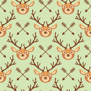 Geyik ve yayla hipster seamless modeli.