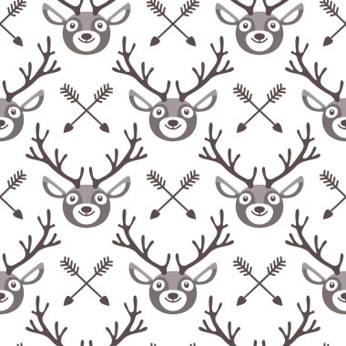 Geyik ve yayla hipster seamless modeli.