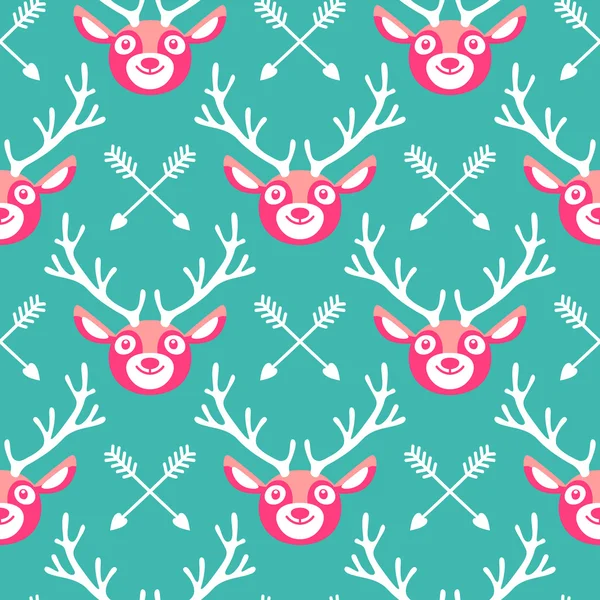 Hipster seamless pattern with deer and arrows. — Stock Vector