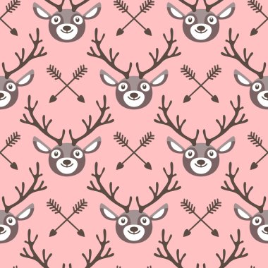 Geyik ve yayla hipster seamless modeli.