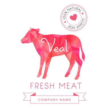 Image meat symbol veal silhouettes of animal for design menus, recipes and packages product. clipart