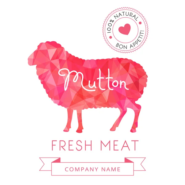 Immagine carne simbolo sagome di montone di animali per menu di design, ricette e confezioni prodotto — Vettoriale Stock