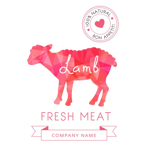 Immagine sagome di agnello simbolo di carne di animali per menu di design, ricette e confezioni prodotto . — Vettoriale Stock
